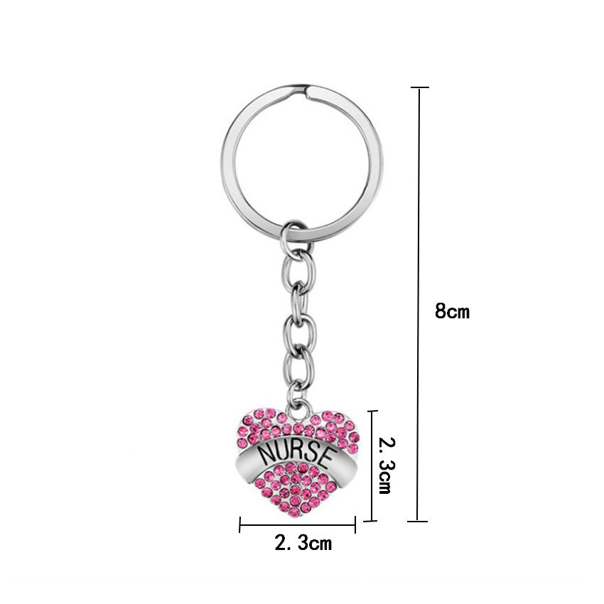 Keychains de diamantes de corazón geométrico de aleación de acero inoxidable al por mayor